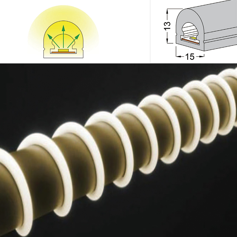 Flexible Silicone LED Light Diffuser Outdoor Linear Profile 180° Top Emitting 15*13mm